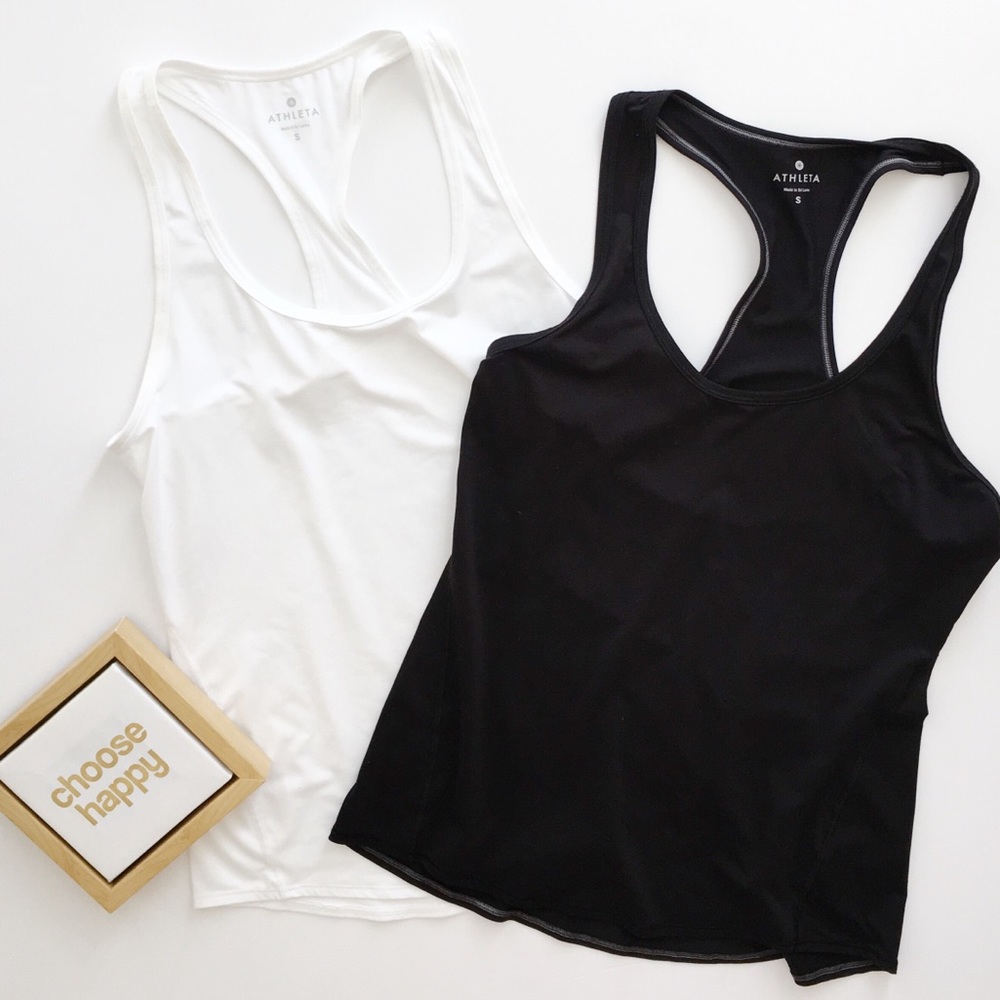 Athleta White Black Racerback Chi Tank Bundle